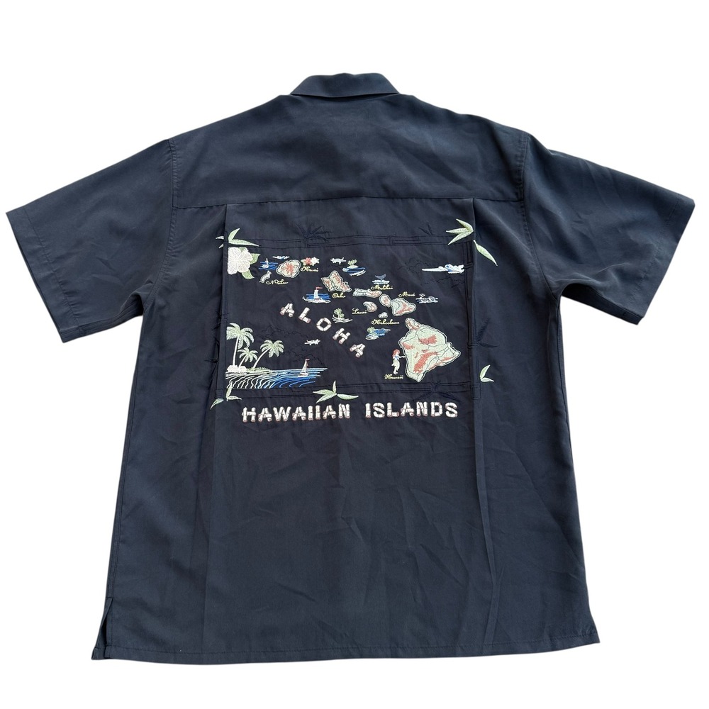 Bamboo Cay Men's Hawaiian Islands Aloha Embroidered Short Sleeve Button Up Shirt